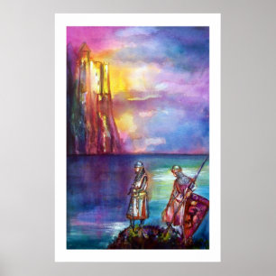 Póster Caballeros Medievales PENDRAGON,Atardecer en el La