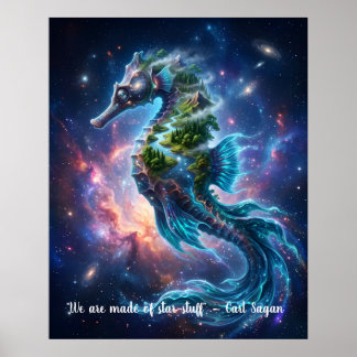 Póster Caballito de mar cósmico personalizable