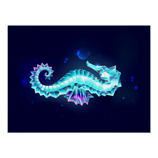 Póster caballito de mar de hielo de cristal sobre fondo a (Anverso)