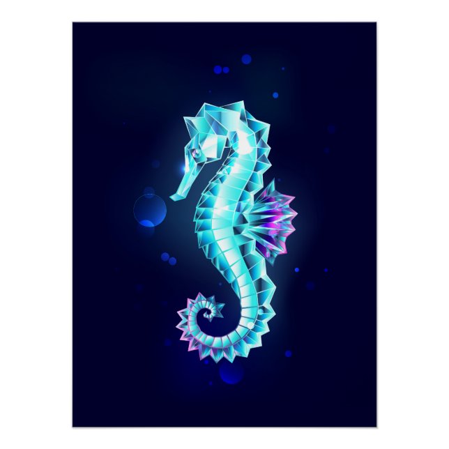 Póster caballito de mar de hielo de cristal sobre fondo a (Anverso)