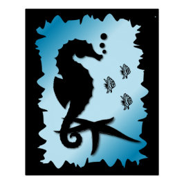 Póster Caballito de mar en el azul