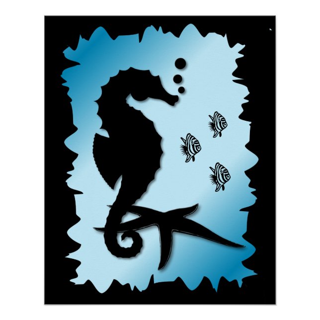 Póster Caballito de mar en el azul (Anverso)
