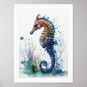 Póster - Caballito de mar vida marina bajo el mar
