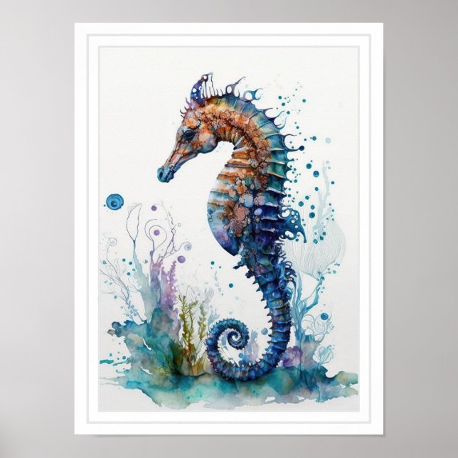 Póster - Caballito de mar vida marina bajo el mar (Frente)