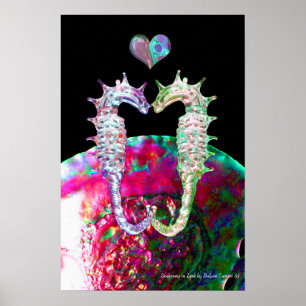 PÓSTER CABALLITOS DE MAR ENAMORADOS Y MADREPERLA ROSA