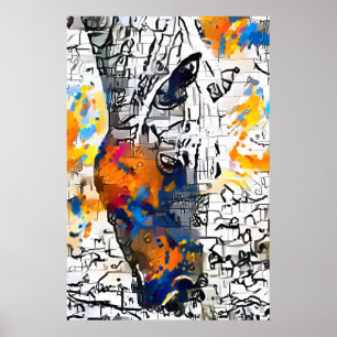 Póster Caballo abstracto colorido