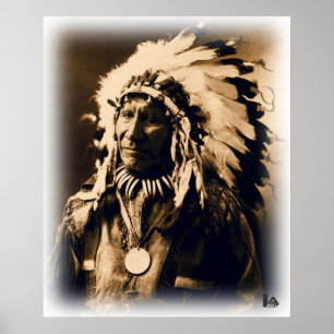Póster Caballo americano jefe Lakota Sioux 1900