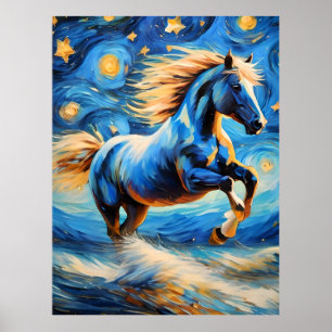 Póster Caballo azul