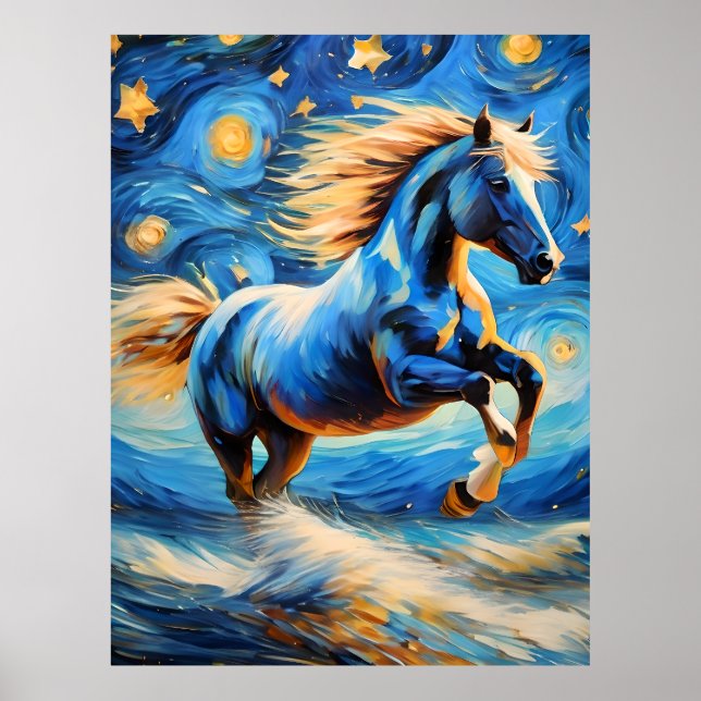 Póster Caballo azul (Frente)