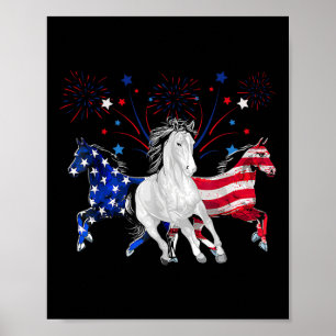 Póster Caballo Bandera Patriótica Americana 4 De Julio