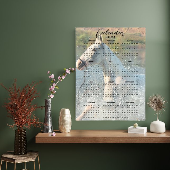 Póster Caballo Blanco Galopando a Través del Río Calendar (Subido por el creador)