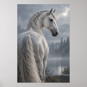 Póster Caballo Blanco Plateado por Equestre del Lago Nebu