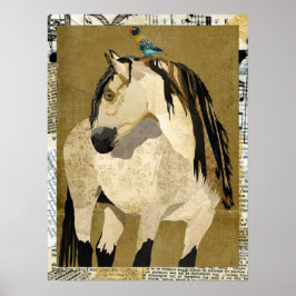 Póster CABALLO BLANCO Y BIRD Art