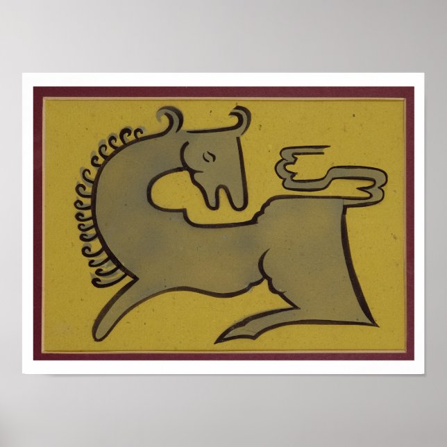 Póster Caballo (bolígrafo, tinta y aguijón en papel) (Frente)