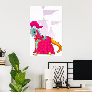 Póster Caballo Caballero Medieval en la fantasía armadura