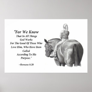 Póster Caballo, Chica a lápiz: Verso de la Biblia: romano