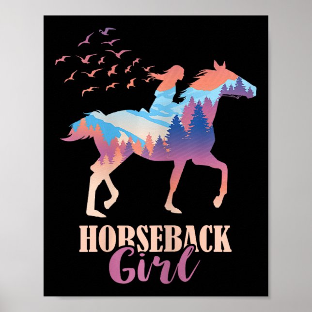Póster Caballo Chica Caballo de Carreras de Caballo (Frente)