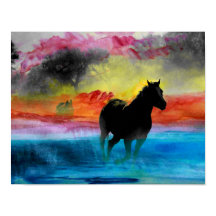 Caballo colorido corriendo en Poster de agua