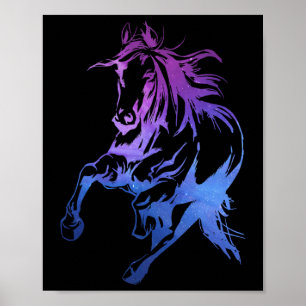 Póster Caballo colorido montando a caballo Siluette G