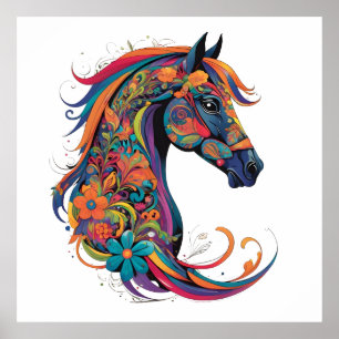 Póster Caballo colorido y abstracto