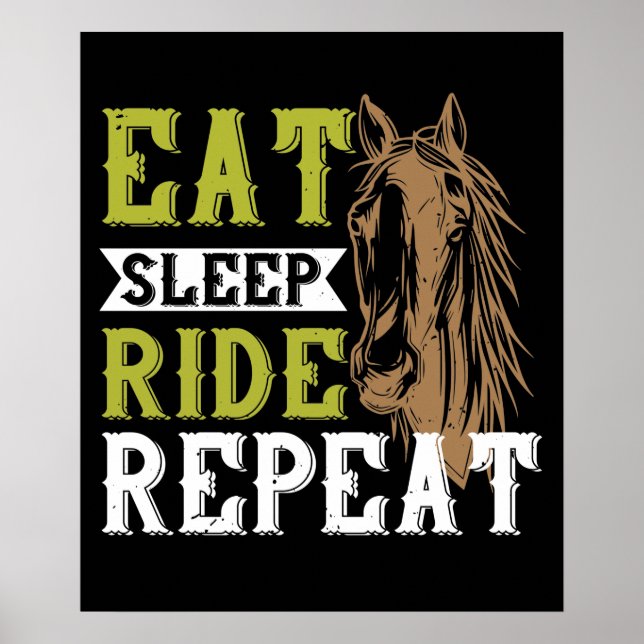 Póster Caballo - Comer Dormir Montar Repetir (Frente)