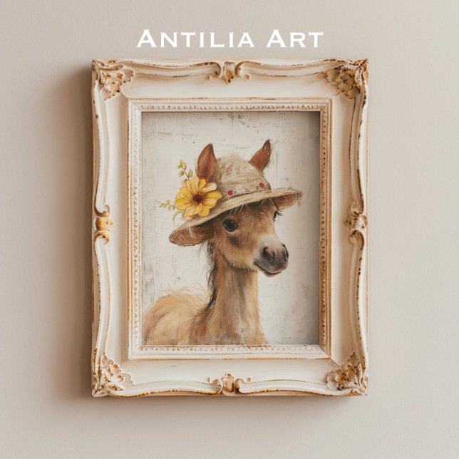 Póster Caballo con Gorra floral Pony de animales de granj (Subido por el creador)