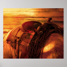 Póster Caballo con montura occidental