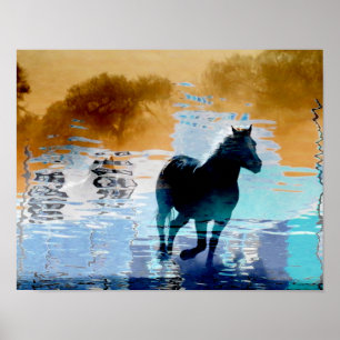 Póster Caballo corriendo en Poster de agua
