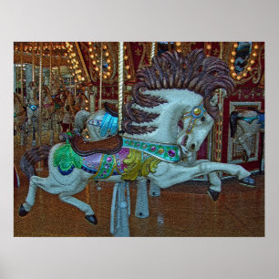 Póster Caballo crujiente con merry-go-round