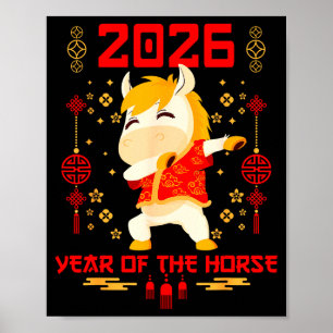 Póster Caballo Dabbing Año Nuevo Chino del Caballo2026