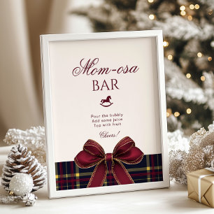 Póster Caballo de balancín de Momosa bar con lazo rojo a 
