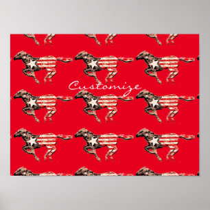 Póster Caballo de Bandera Americana Corriendo Thunder_Cov