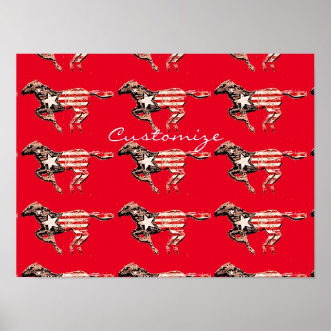 Póster Caballo de Bandera Americana Corriendo Thunder_Cov (Frente)