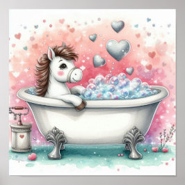 Póster Caballo de baño de burbujas