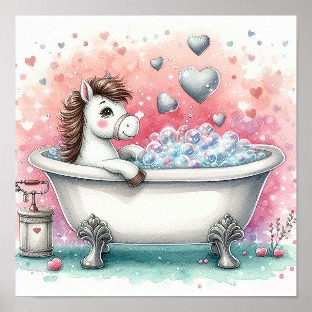 Póster Caballo de baño de burbujas (Frente)