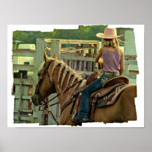 Póster Caballo de barril Palomino