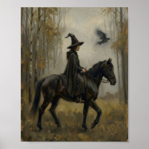 Póster Caballo de Bruja Gótica I Pintura Vintage