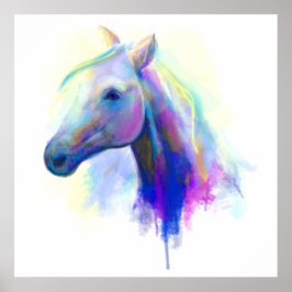 Póster Caballo de cabeza multicolor abstracto