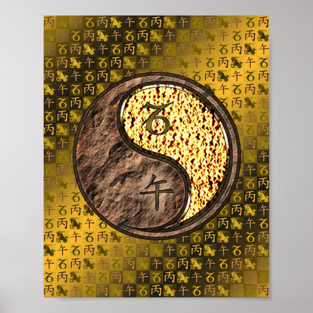 Póster Caballo de Capricornio y Fuego (Frente)