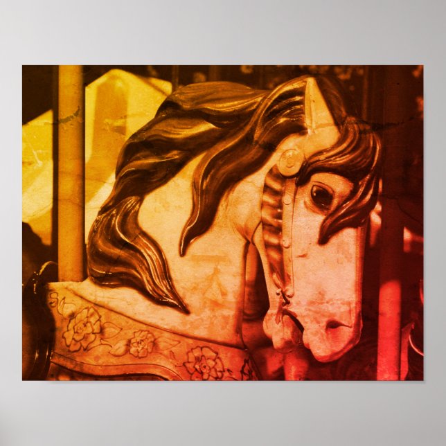 Póster Caballo De Carrusel De Cero Silencioso En La Vinta (Frente)