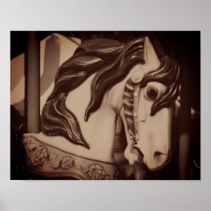 Póster Caballo De Carrusel De Cero Silencioso En Marrón S