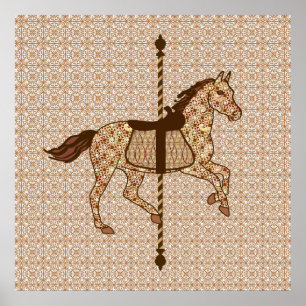Póster Caballo de carrusel - Marrón chocolate y Tan