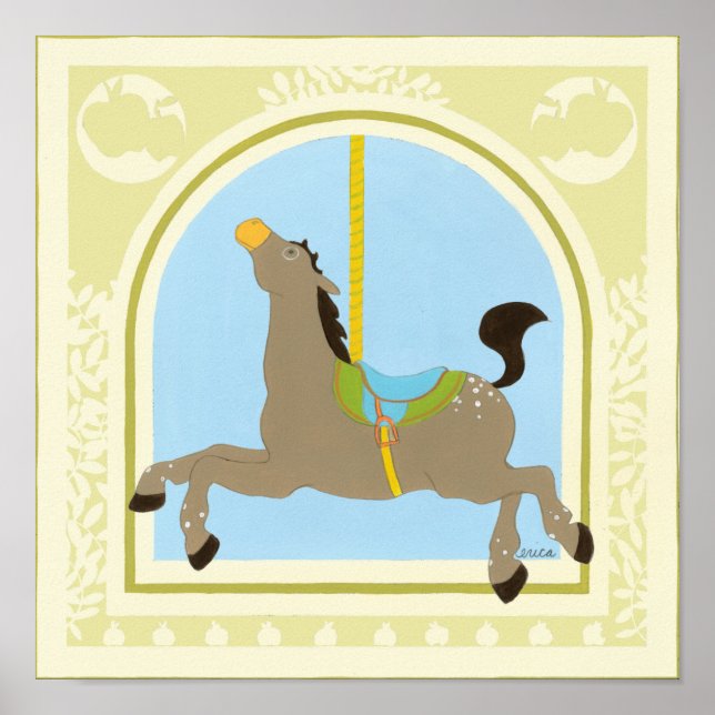 Póster Caballo de carrusel por June Erica Vess (Frente)