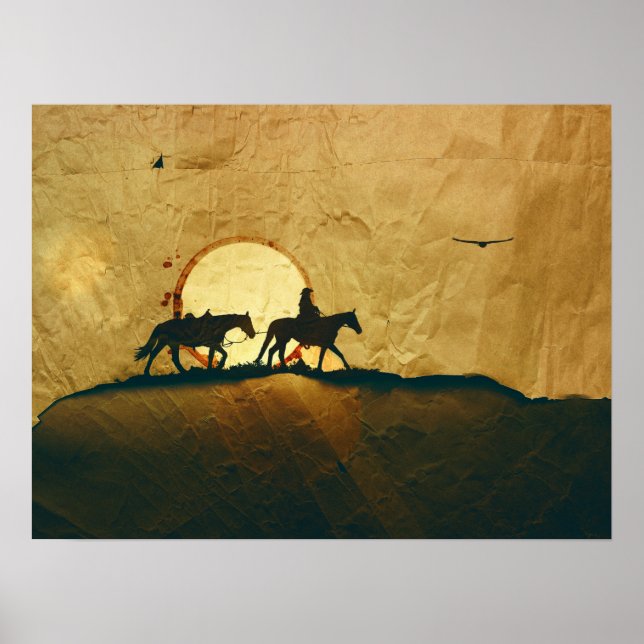 Póster Caballo de Cowboy Occidental (Frente)