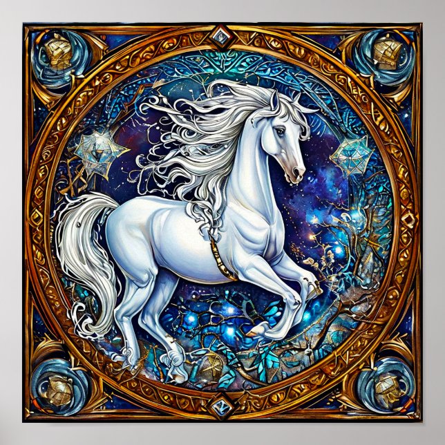 Póster Caballo de Cuento de Hadas Ornamentado Círculo Fan (Frente)