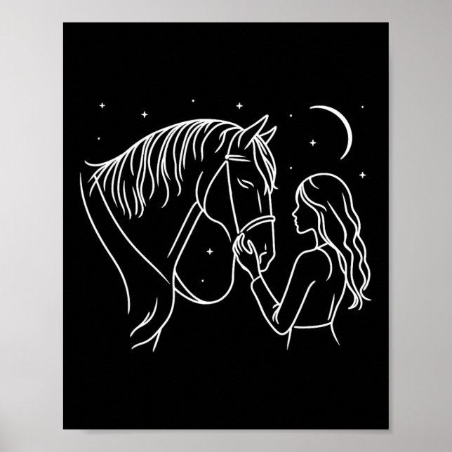 Póster Caballo de Cute Caballo Montando Amo a Caballo (Frente)
