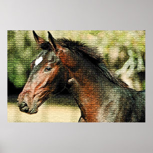 Póster Caballo de efecto mosaico