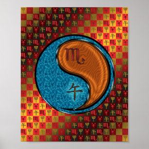 Póster Caballo de Escorpio y Madera