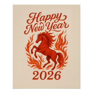 Póster Caballo de Fuego Chino 2026
