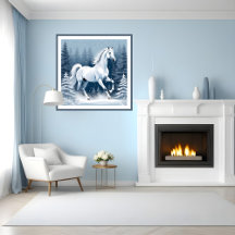 Caballo de invierno blanco mágico